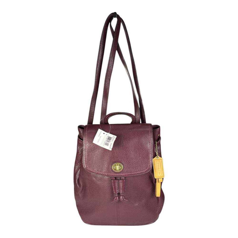 NWT Coach Park Burgundy Pebbled Leather Drawstring Backpack Purse Bag F24385